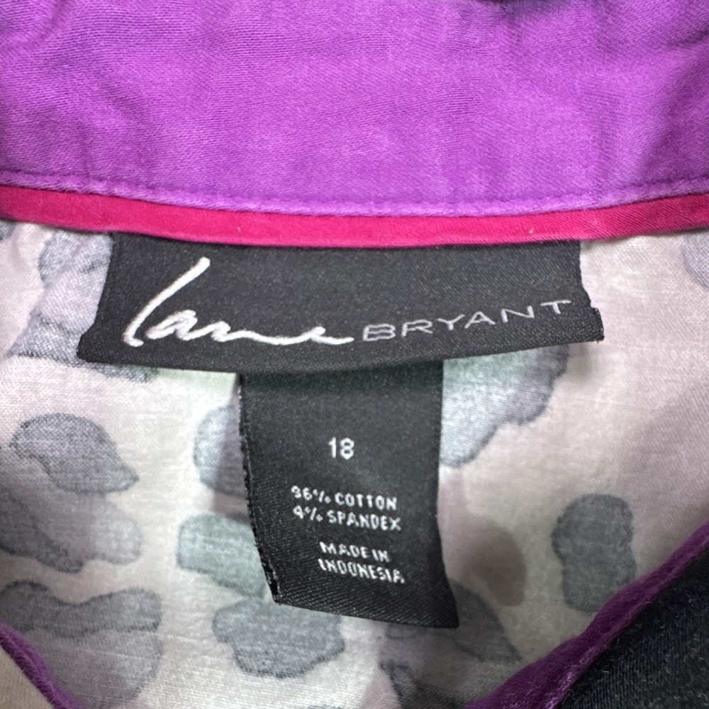 Lane Bryant Leopard Print Button Front Shirt Jeweled Collar Women's Size 18 - Picture 4 of 8